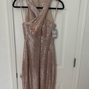 Nordstrom Rose Gold Sequin Backless Dress